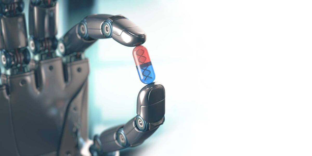 Künstliche Intelligenz Roboterhand mit Medikament