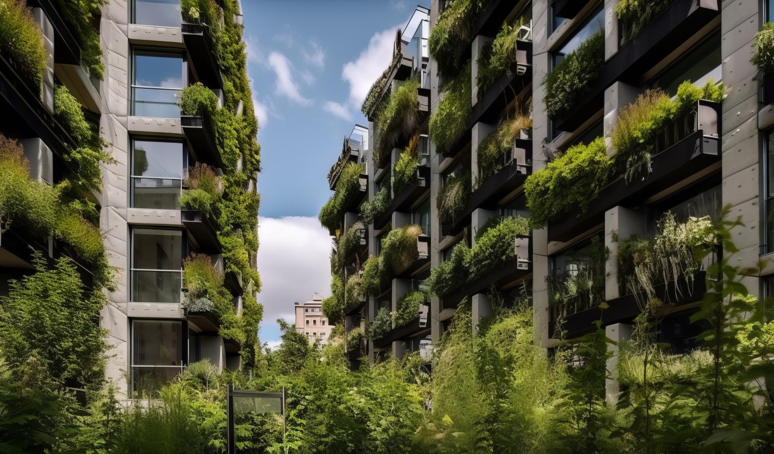 Gärten und Grünflächen in einer futuristischen städtischen Umgebung
