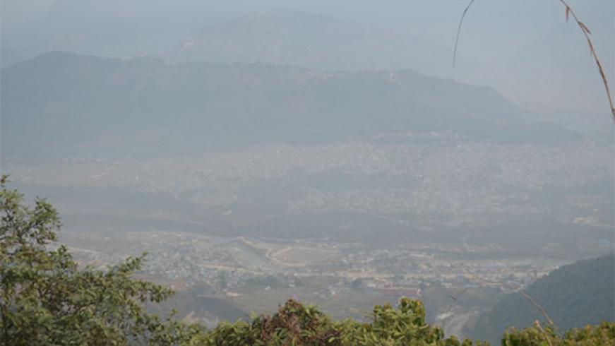 Ansicht von Kathmandu bei Smog