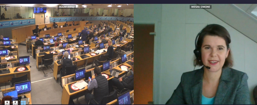 Simone Weske, Koordinationsgruppenleiterin im DLR-PT, spricht auf der Strategic Foresight-Konferenz des EESC