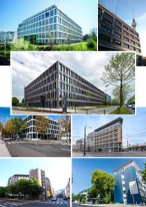 Ansichten der Bürogebäude